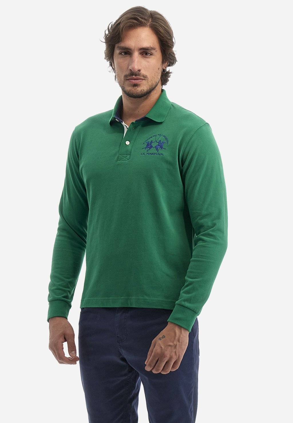 Поло Long-Sleeved Polo Shirt La Martina, цвет amazonas