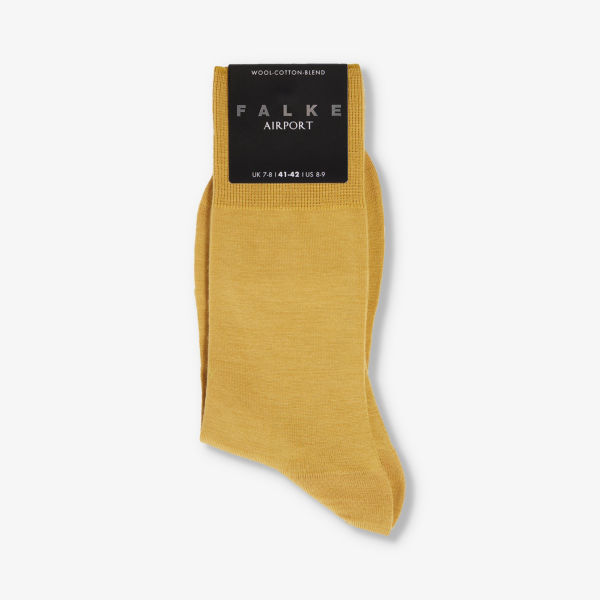 Носки из смесовой шерсти с ребристой отделкой в форме аэропорта Falke, цвет brass