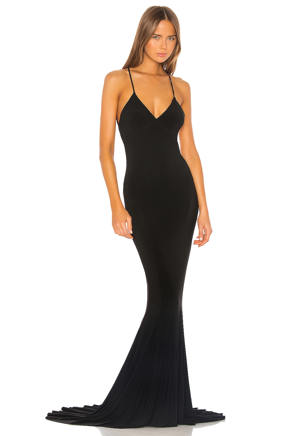Платье Norma Kamali Low Back Slip Mermaid Fishtail Gown, черный