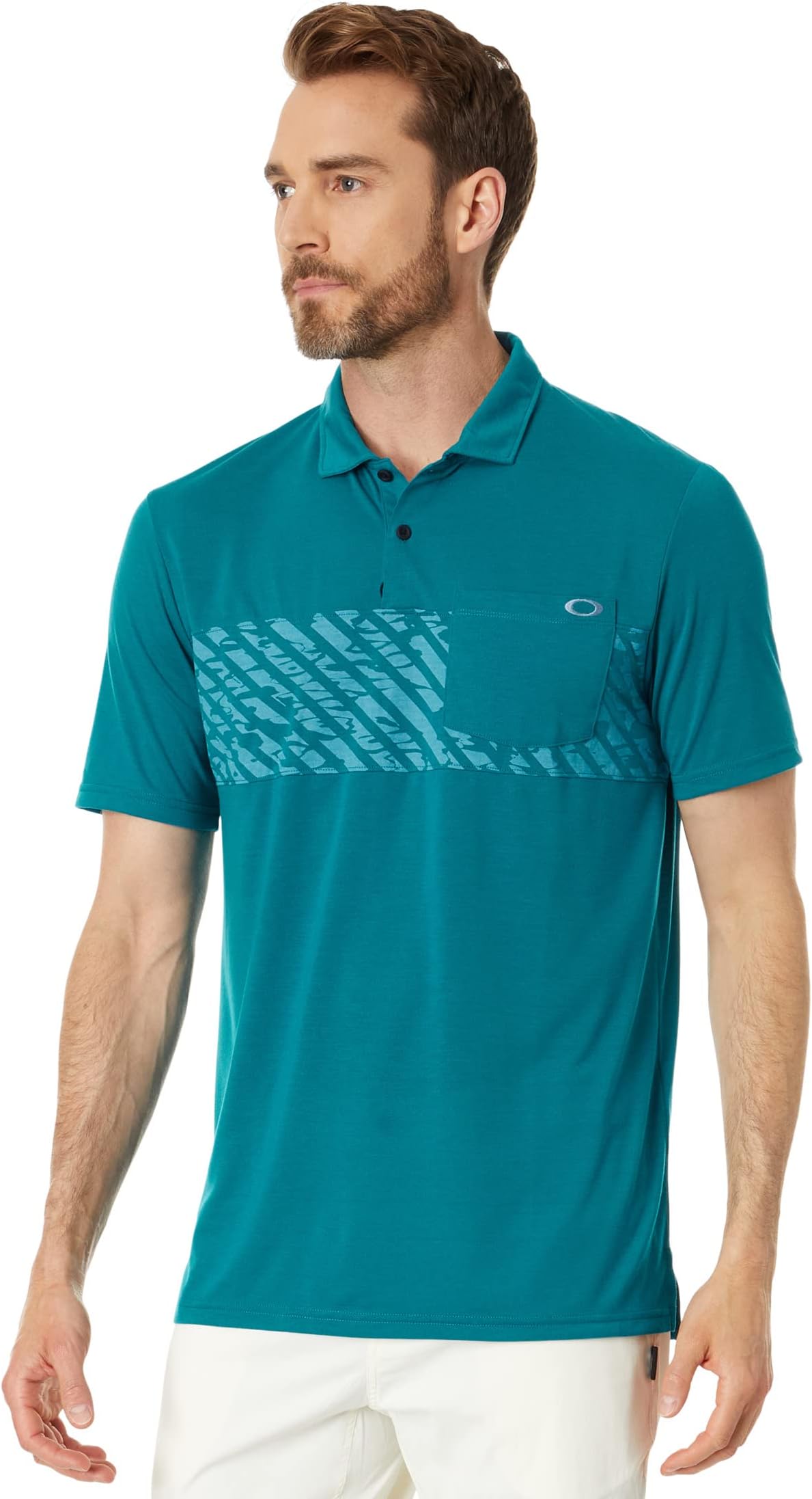 Рубашка-поло Sand Stripe Pocket Polo Oakley, цвет Aurora Blue