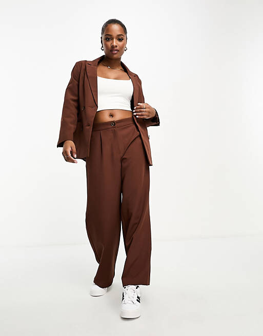 

Коричневые брюки с напуском для папы Miss Selfridge Petite, Коричневый