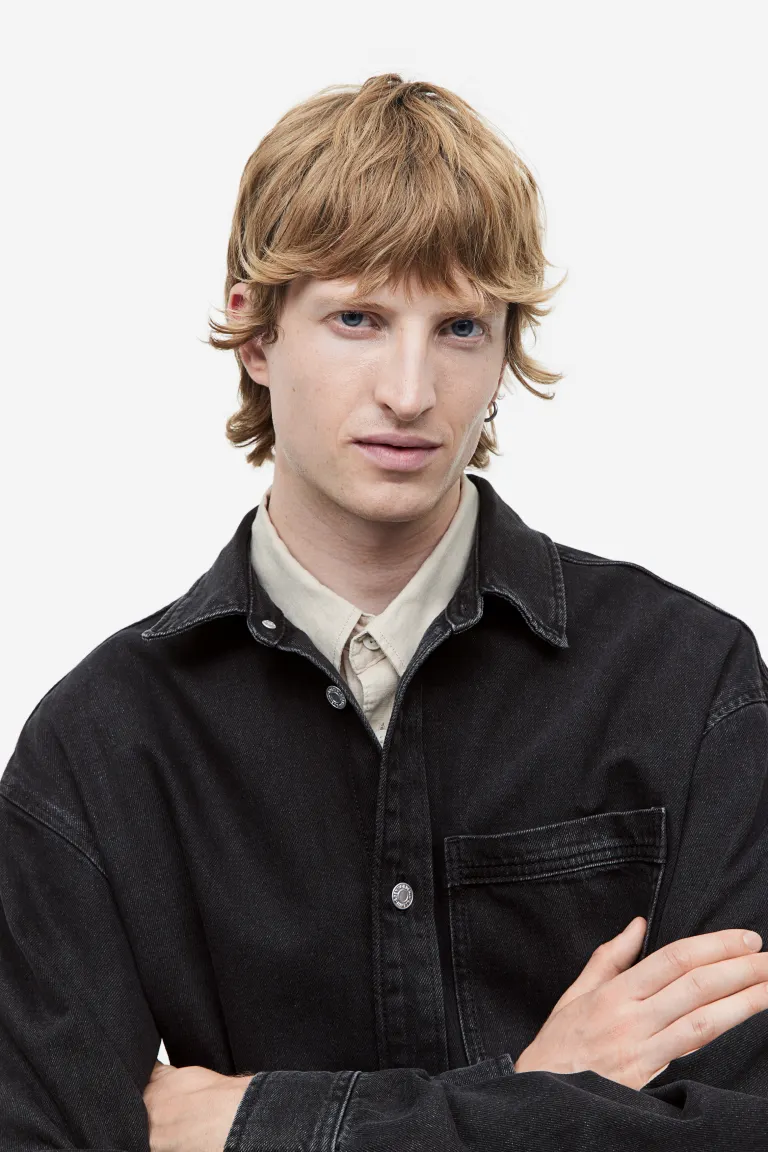 Джинсовая рубашка-рубашка стандартного кроя H&M, черный