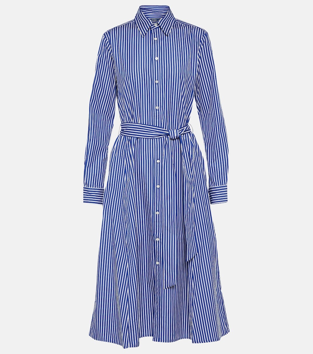 

Полосатое хлопковое платье-рубашка Polo Ralph Lauren, синий
