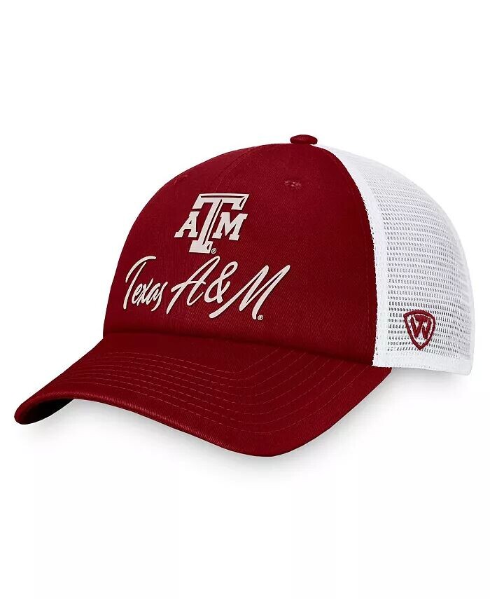 

Женская темно-бордово-белая регулируемая шляпа Texas A&M Aggies Charm Trucker Top Of The World, красный