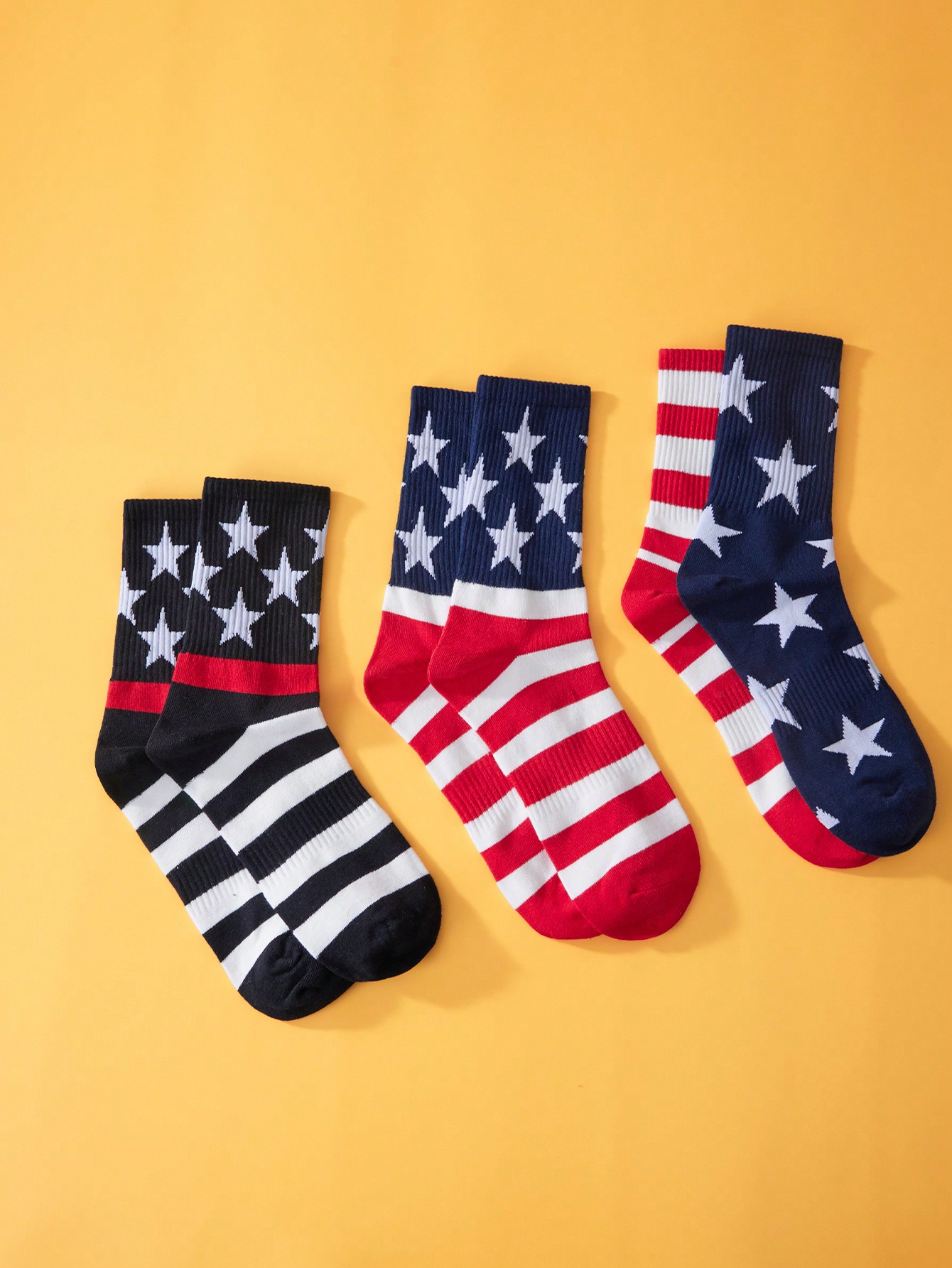 носки мужские шелковые ультратонкие до середины икры 3 пары 3 пары/компл. унисекс креативные носки до середины икры с американским флагом и полосками, многоцветный