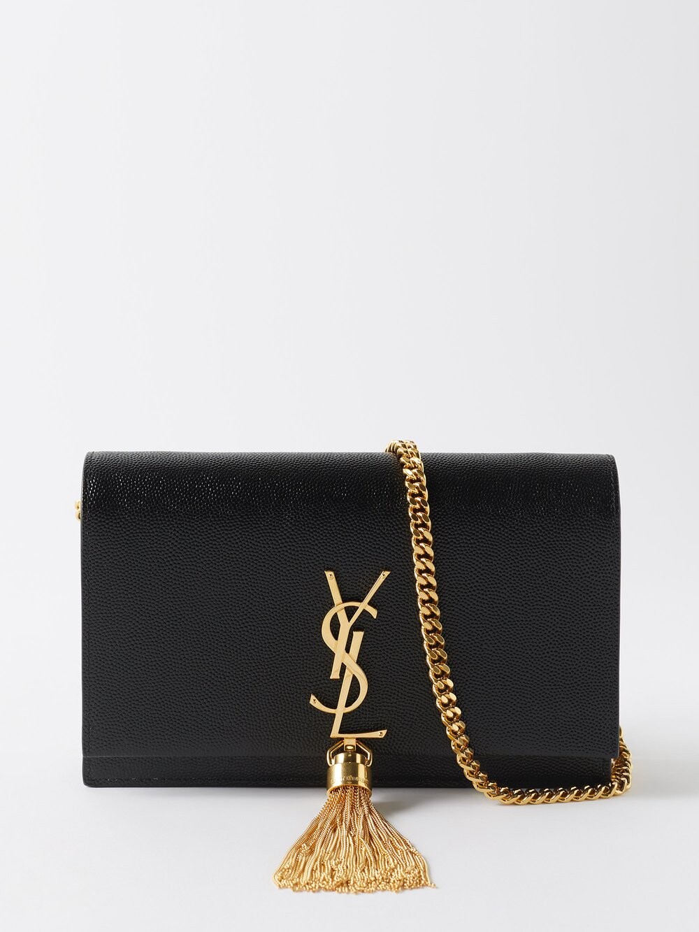 

Кожаная сумка через плечо kate с цепочкой и кисточками Saint Laurent, черный