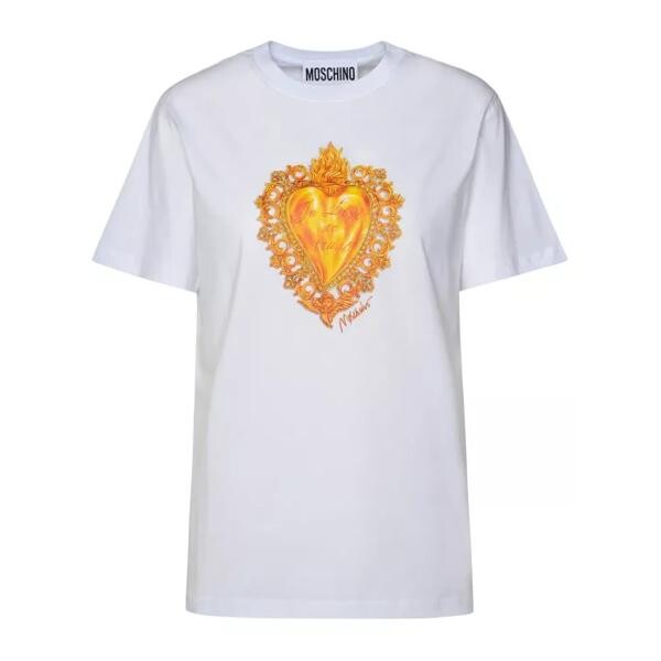 

Футболка white cotton t-shirt Moschino, белый