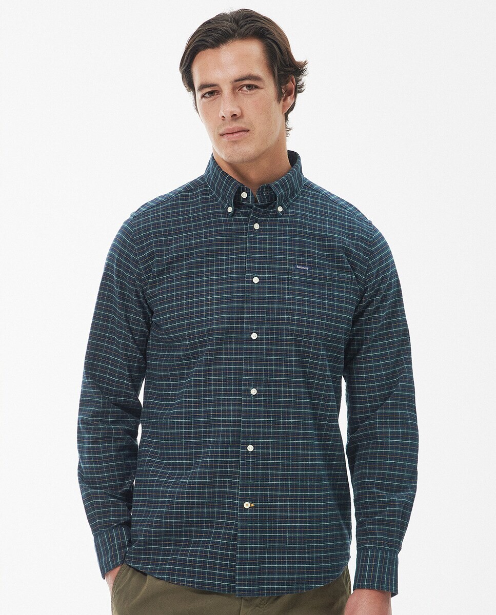 

Мужская рубашка в клетку с длинным рукавом Barbour, темно-зеленый