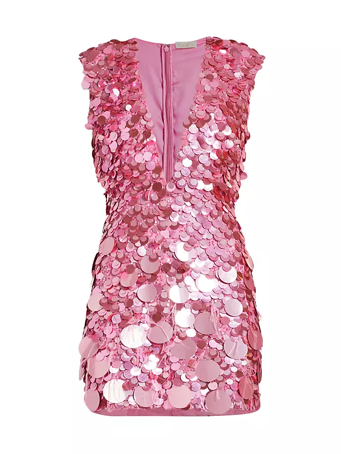 Мини-платье без рукавов с отделкой Lacey Ramy Brook, цвет pink orchid paillette