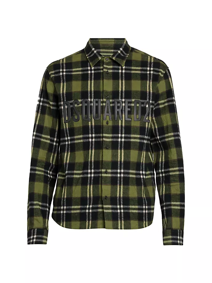 

Рубашка в клетку на пуговицах спереди Dsquared2, цвет green brown