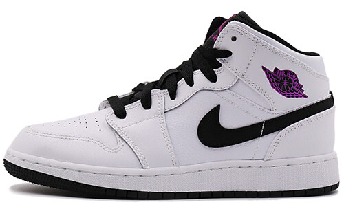 

Jordan 1 Mid White Black Fuchsia Blast (GS) Бело-черная фуксия Blast