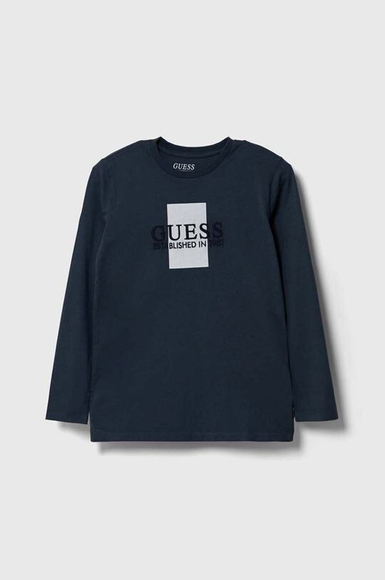 

Детская хлопковая рубашка Guess с длинными рукавами, синий