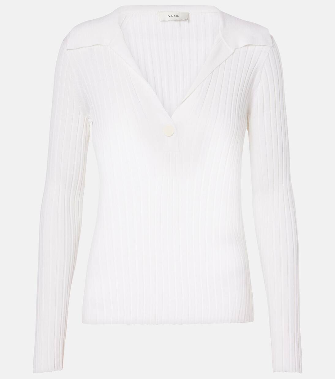 

Топ из смеси шерсти и шелка, трикотаж в рубчик Vince, цвет off white