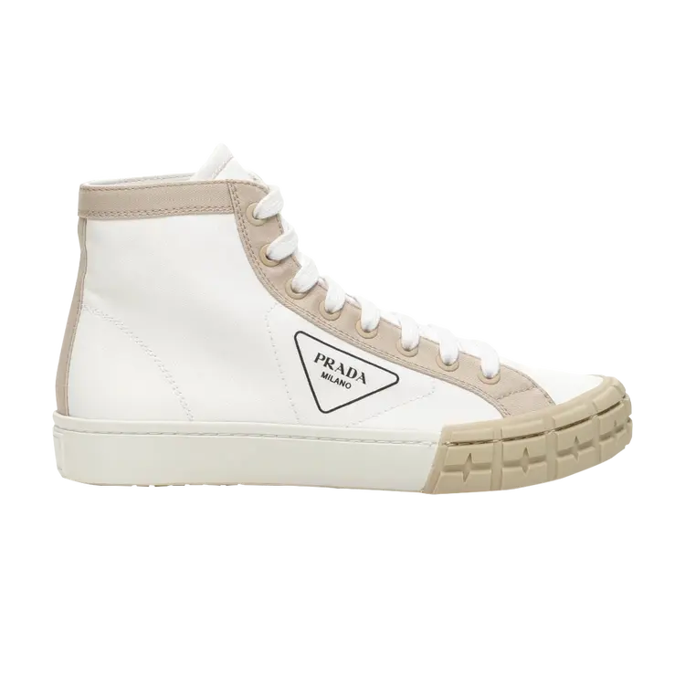 Кроссовки Prada Gabardine Wheel High 'White Khaki', белый