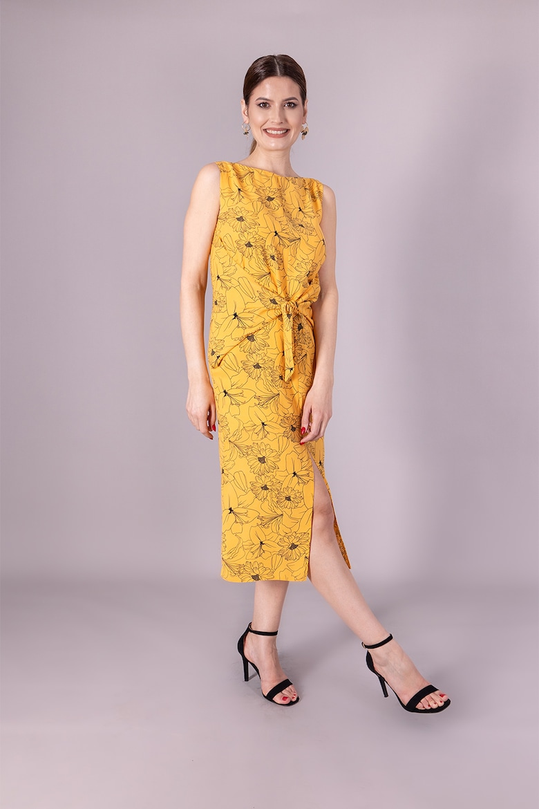 Цветочное платье с узлом Ilona Andreoiu, желтый