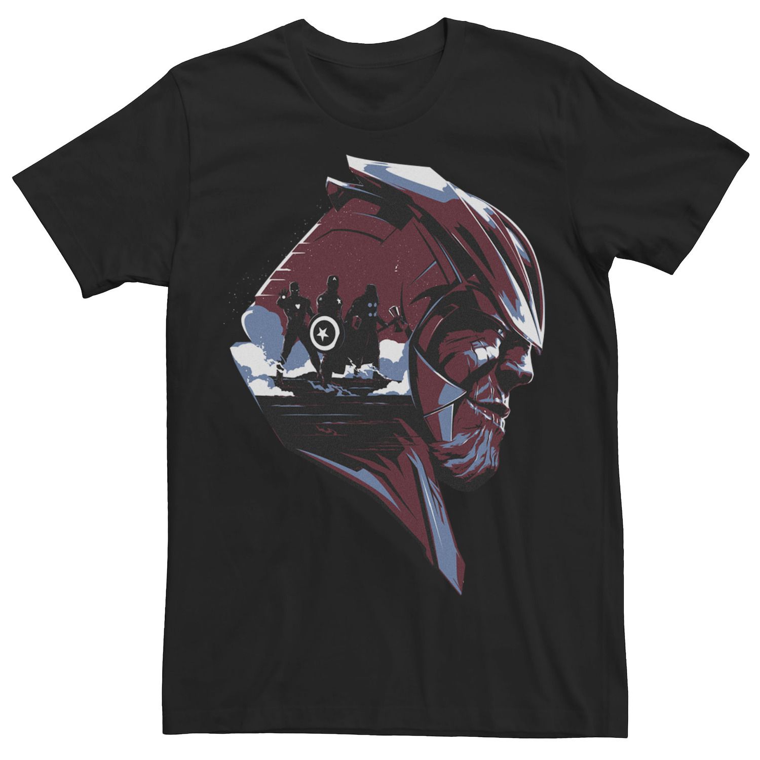Мужская футболка с изображением силуэта Мстителей и головы Таноса «Мстители: Финал» Marvel