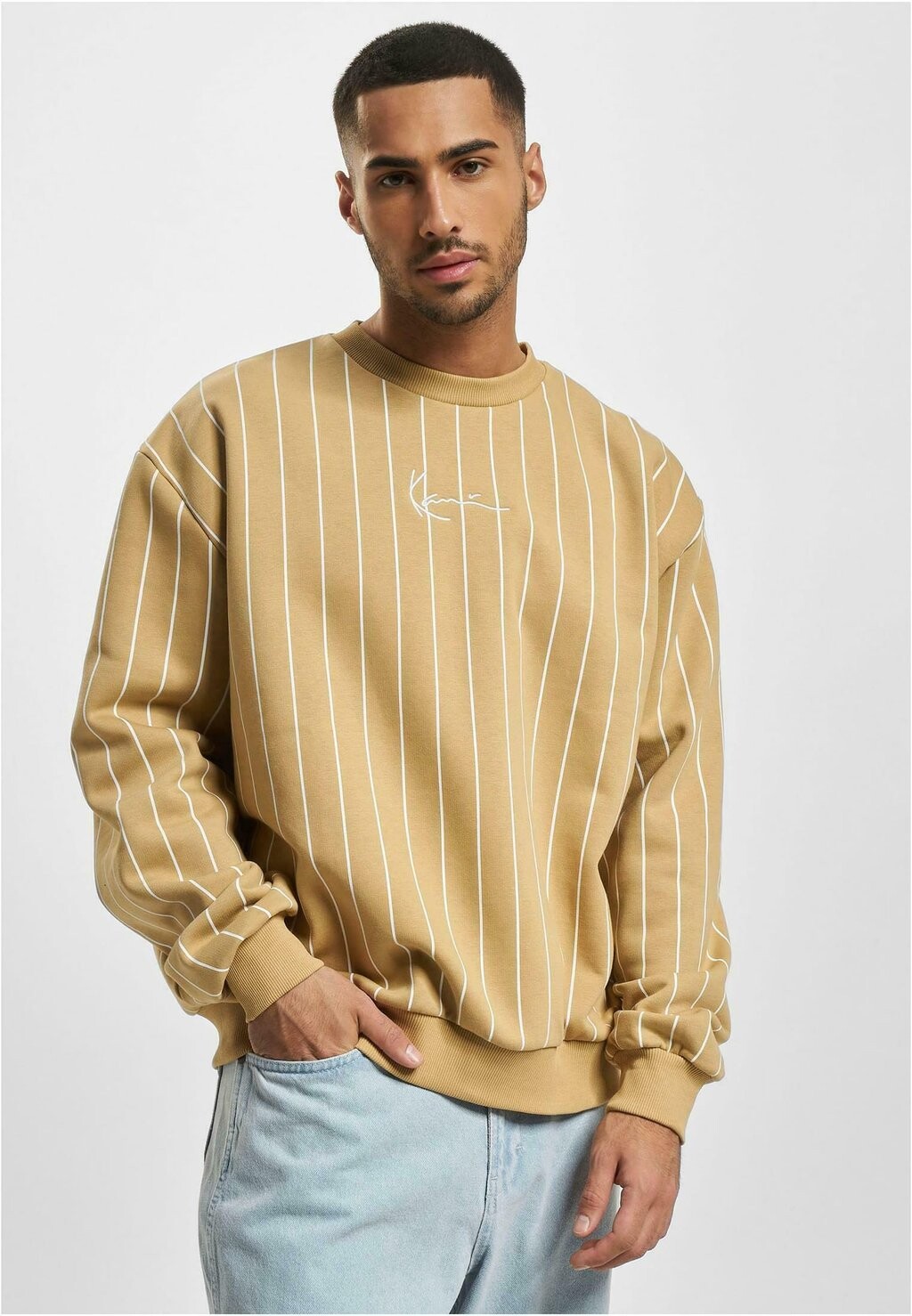 

Толстовка SMALL SIGNATURE PINSTRIPE CREW Karl Kani, песочно-белый