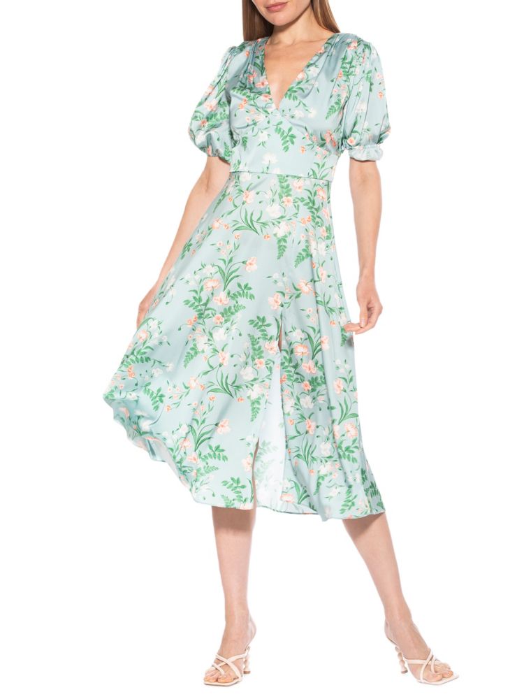 Платье без рукавов с кружевным верхом Lasercut Alexia Admor, цвет Sage Floral