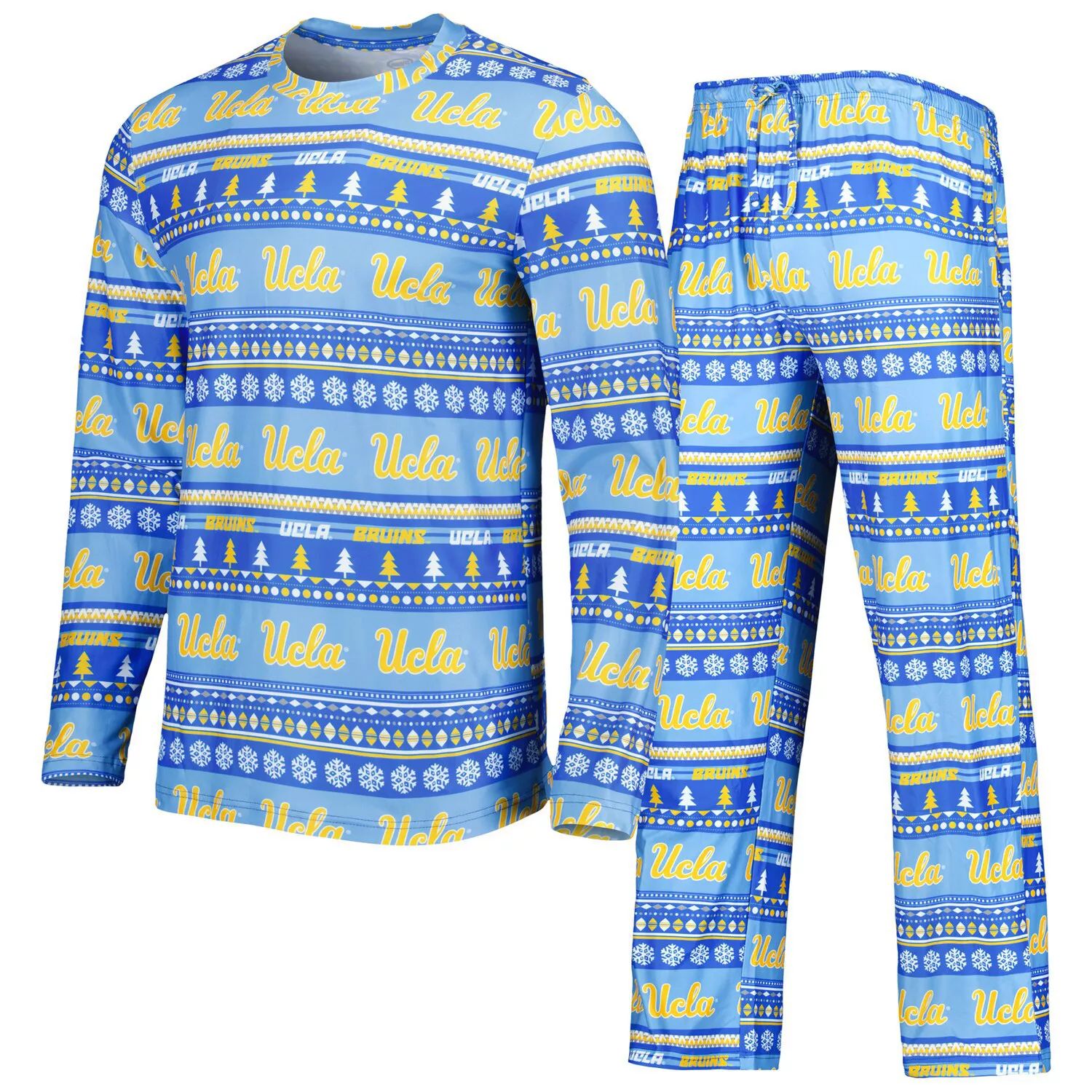 Мужской комплект для сна с футболкой и брюками с длинными рукавами и брюками Concepts Sport Blue UCLA Bruins