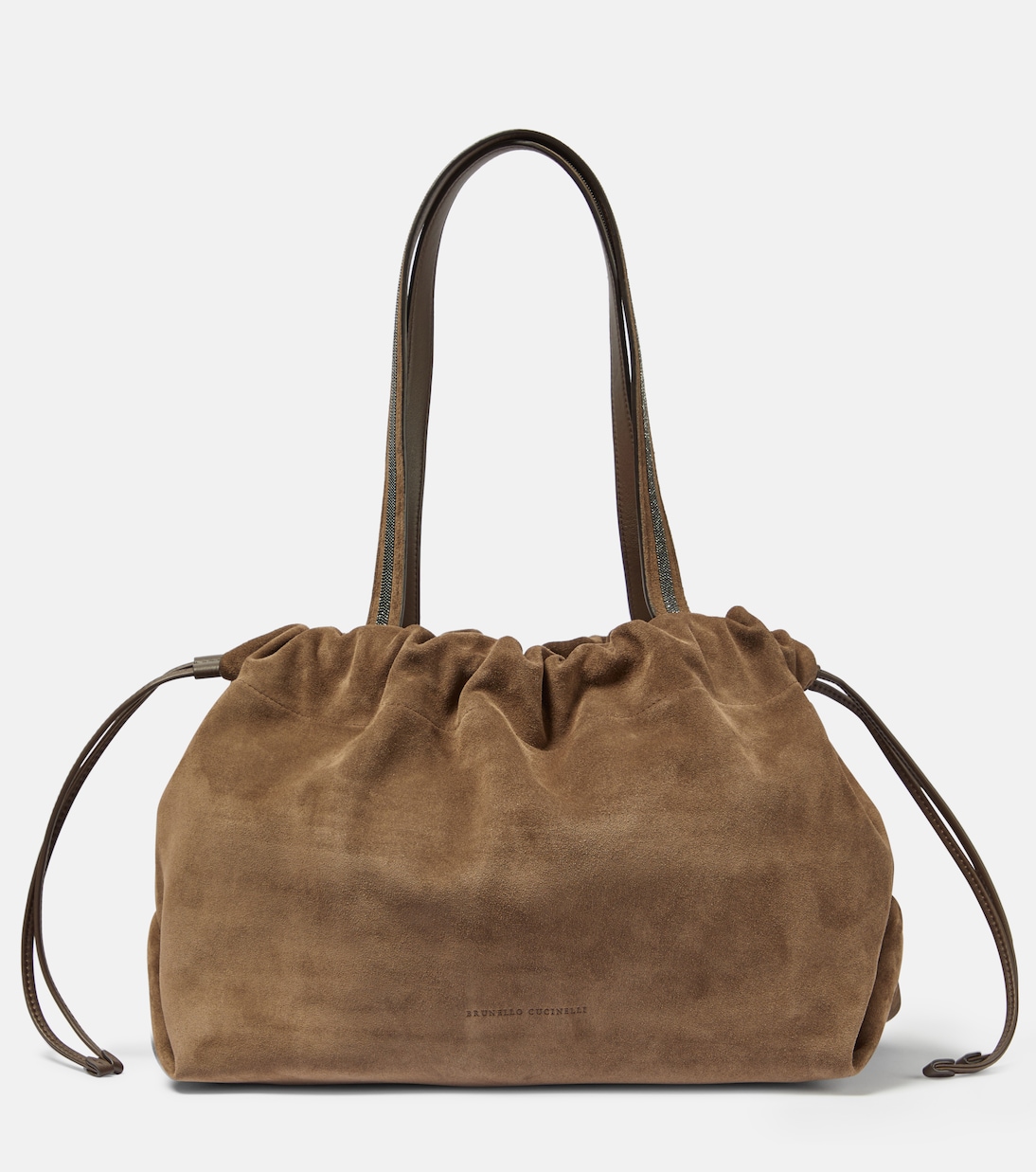 Украшенная замшевая сумка-шоппер Brunello Cucinelli, коричневый замшевая верхняя куртка brunello cucinelli светло коричневый