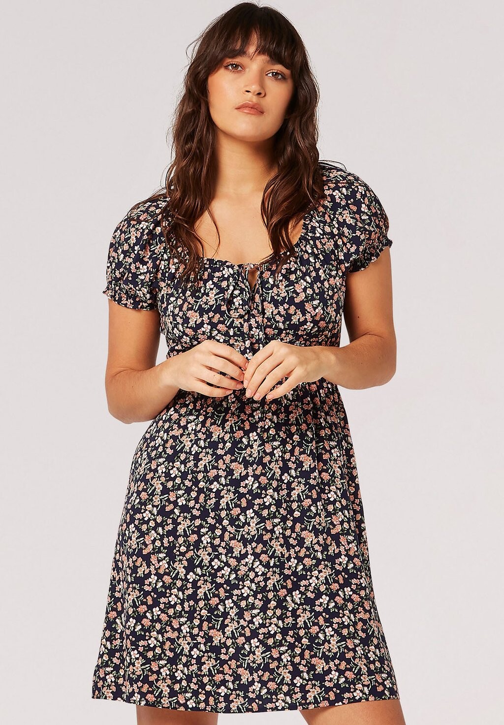 

Летнее платье Ditsy Floral Milkmaid Apricot, цвет navy