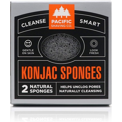 Натуральная компостируемая губка Konjac для мягкого отшелушивания — упаковка из 2 шт., Pacific Shaving Company