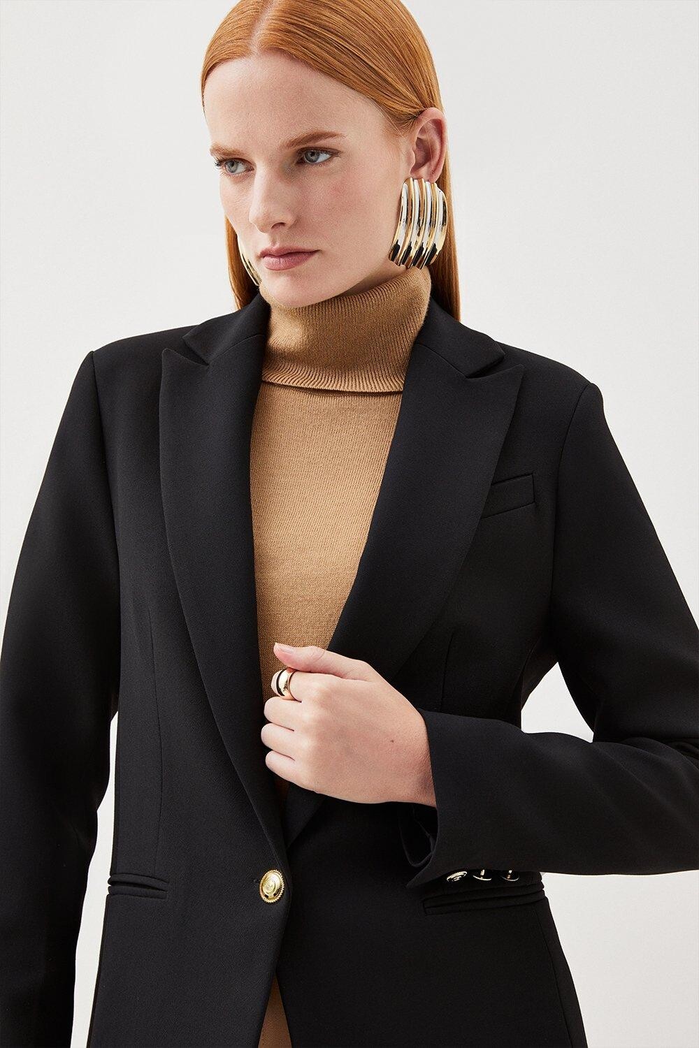 

Индивидуальный компактный пиджак Essential на одной пуговице Karen Millen, черный