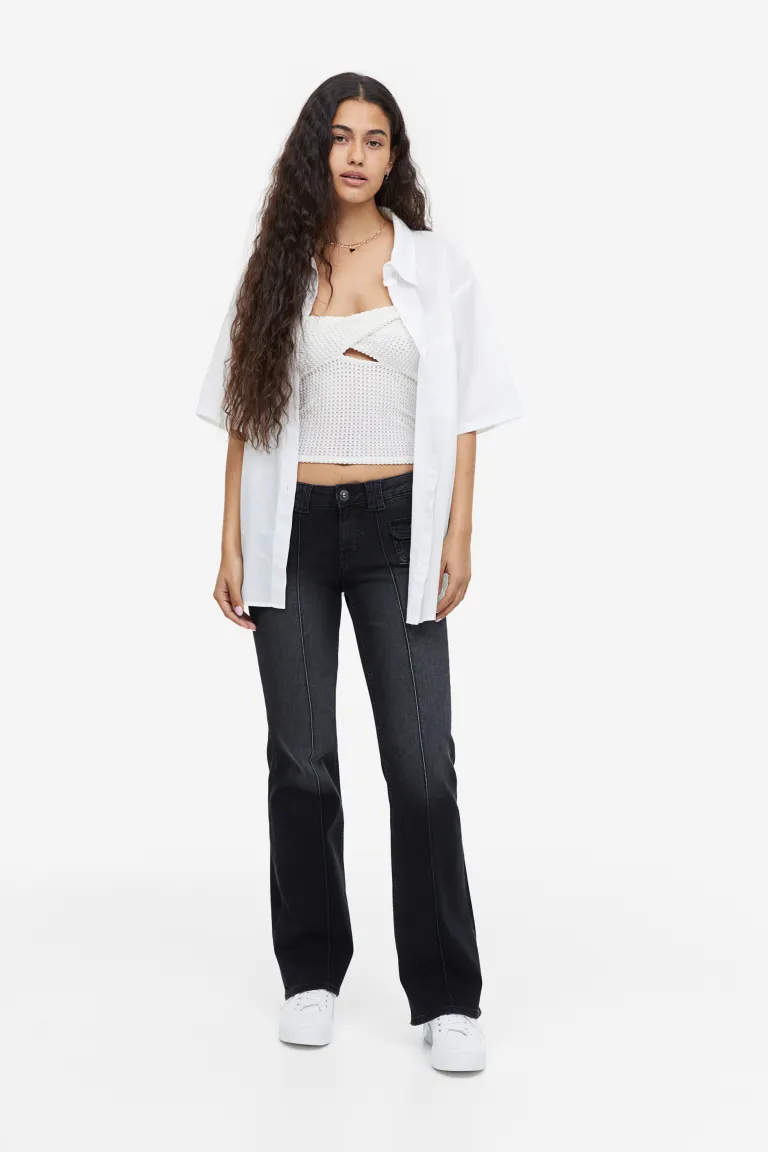 

Расклешенные джинсы с низким карго H&M, серый
