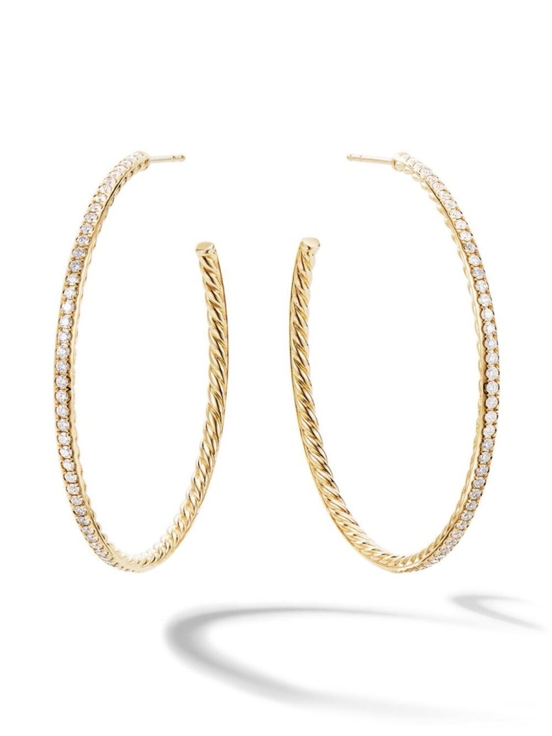 

Золотые серьги-кольца Pavé с бриллиантами David Yurman, золотой