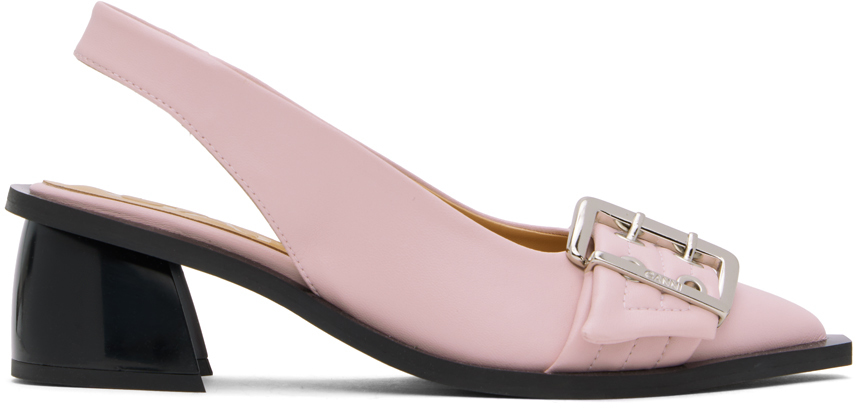 Розовые женские туфли на каблуке с открытой пяткой и пряжкой Ganni туфли zumita на каблуке