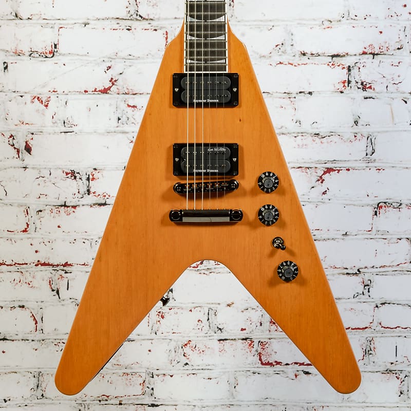 

Электрогитара Gibson - Dave Mustaine Flying V EXP - Electric Guitar - Antique Natural w/ Custom Hardshell Case with Dave Mustaine Silhouette - x0264