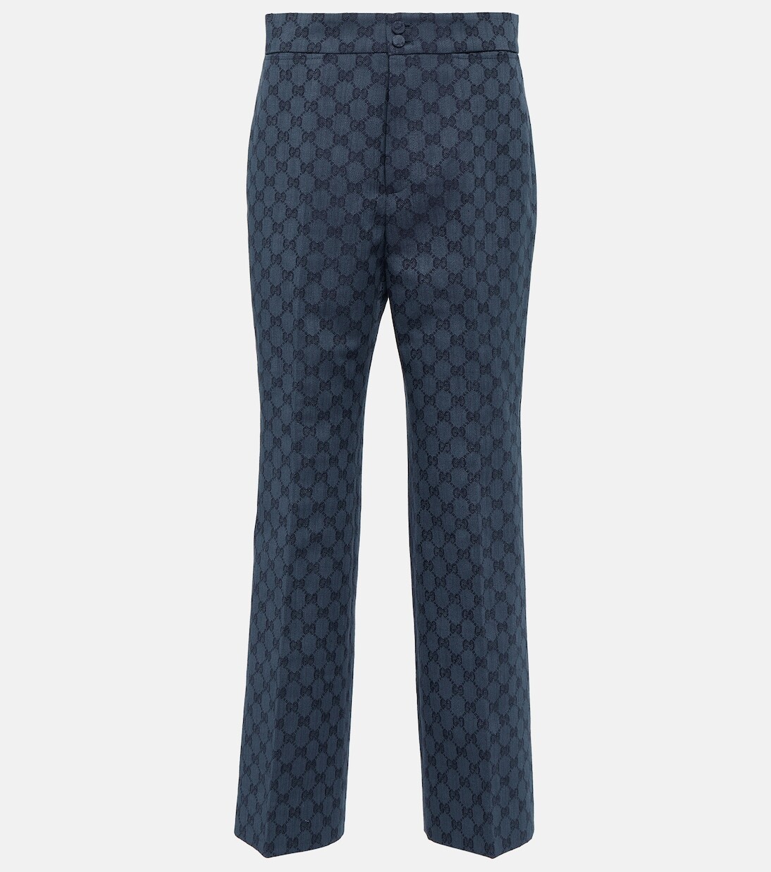 

Брюки из льна и хлопка с жаккардовым узором gg Gucci, синий