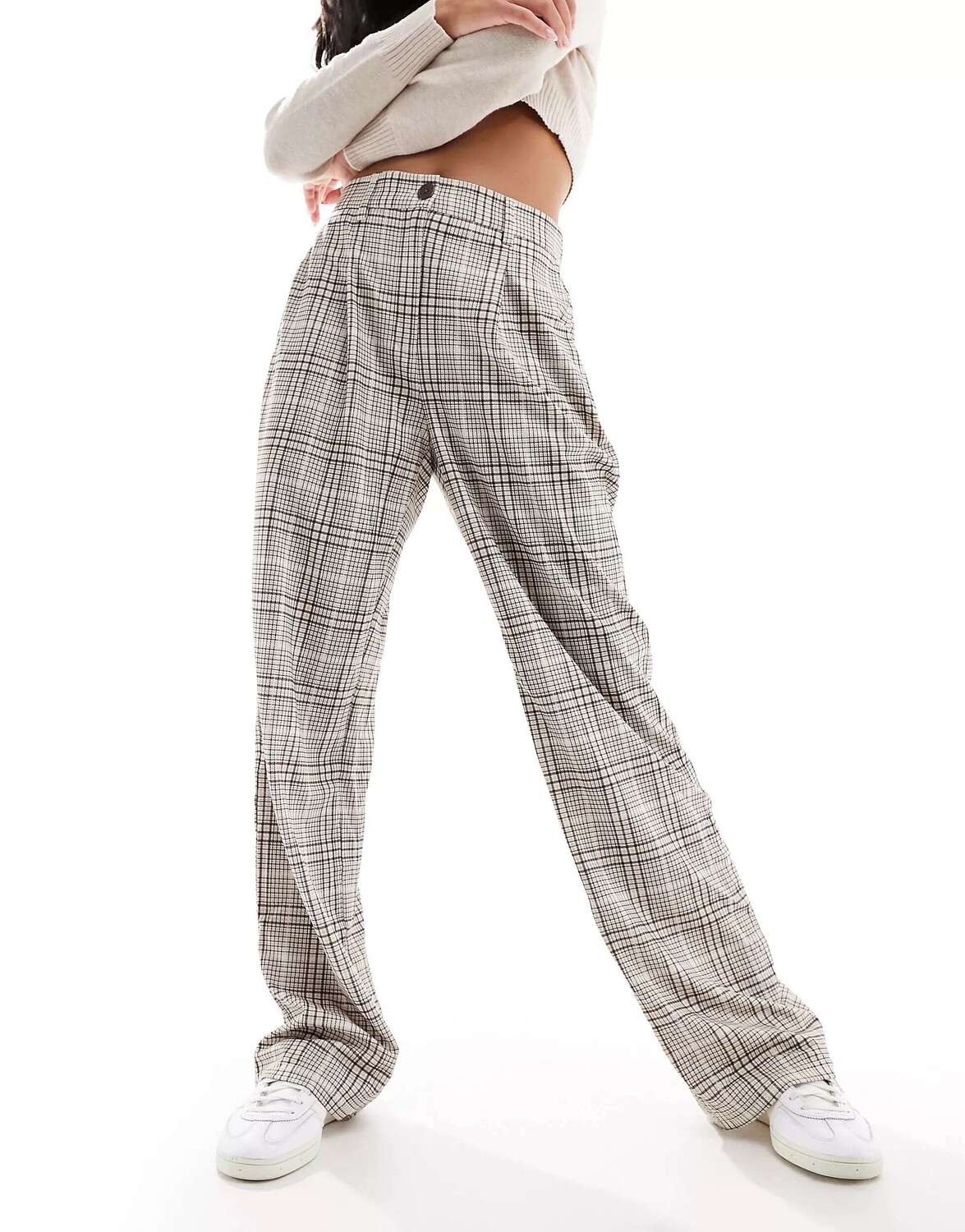 

Широкие брюки в коричневую клетку Vero Moda