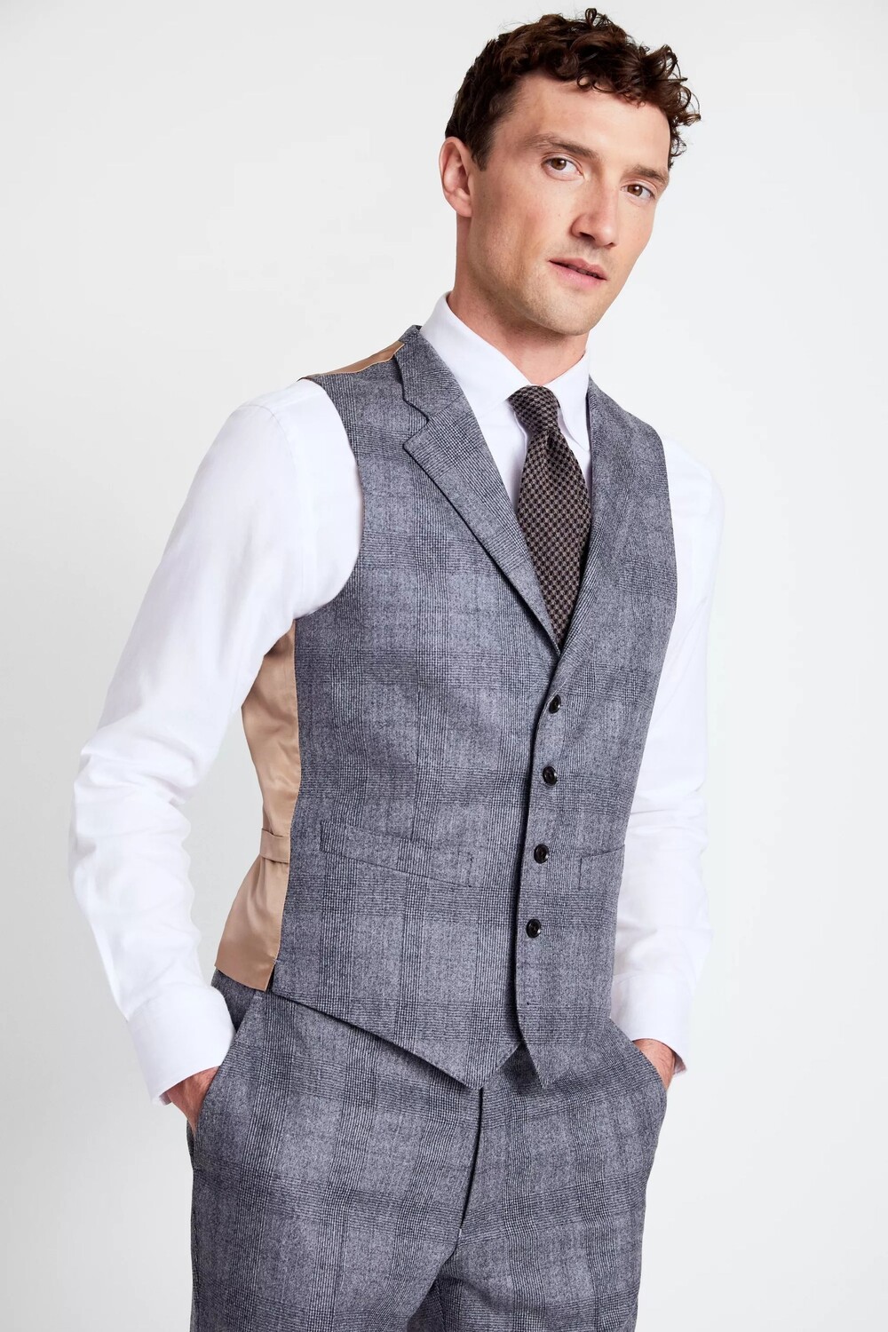 

Костюмный жилет Grey x Barberis с узким кроем елочка MOSS, серый