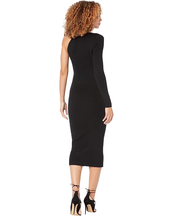 Платье Bardot Asymmetric Sleeve Knit Dress, черный