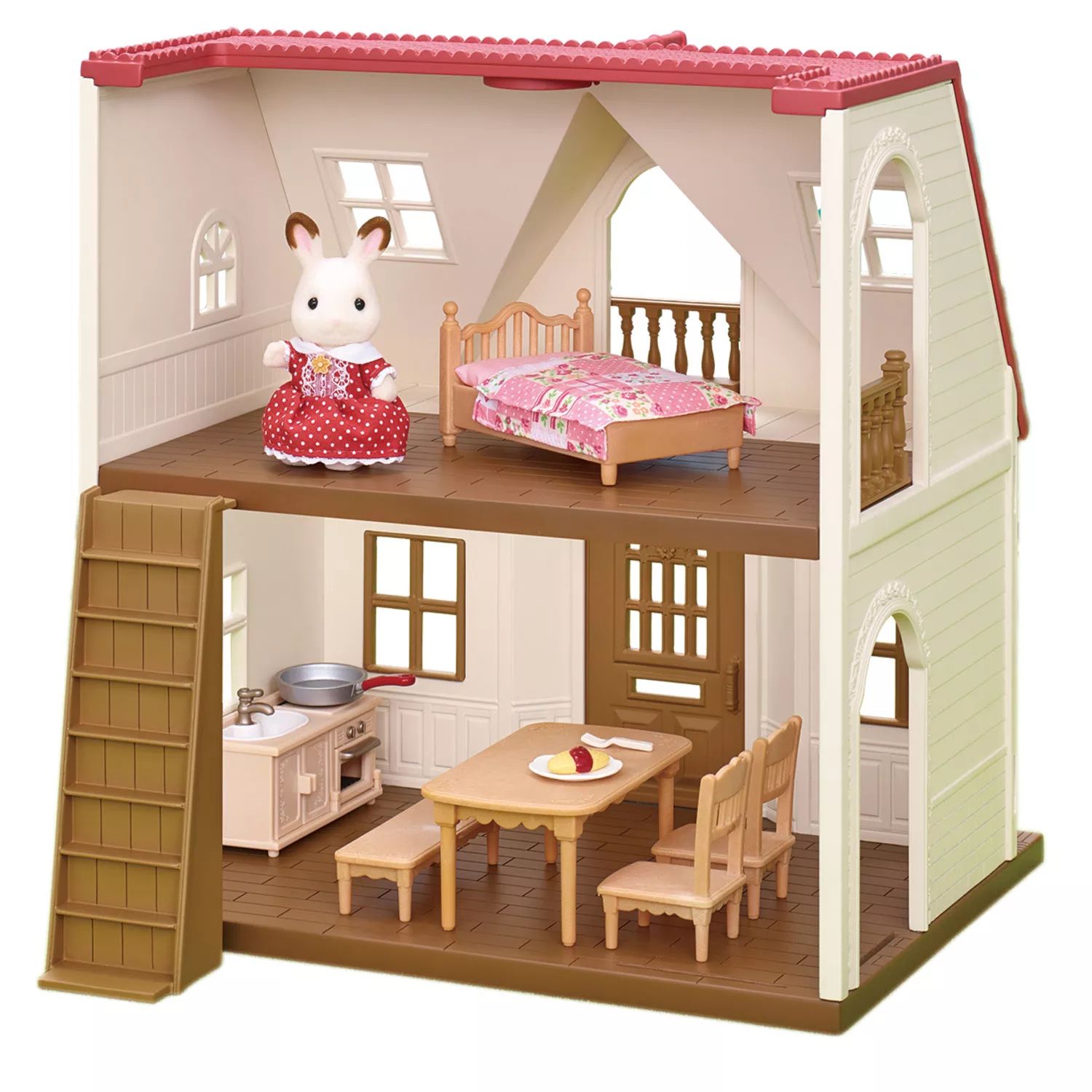 Уютный кукольный домик Calico Critters с красной крышей, игровой набор с фигурной мебелью и аксессуарами Calico Critters