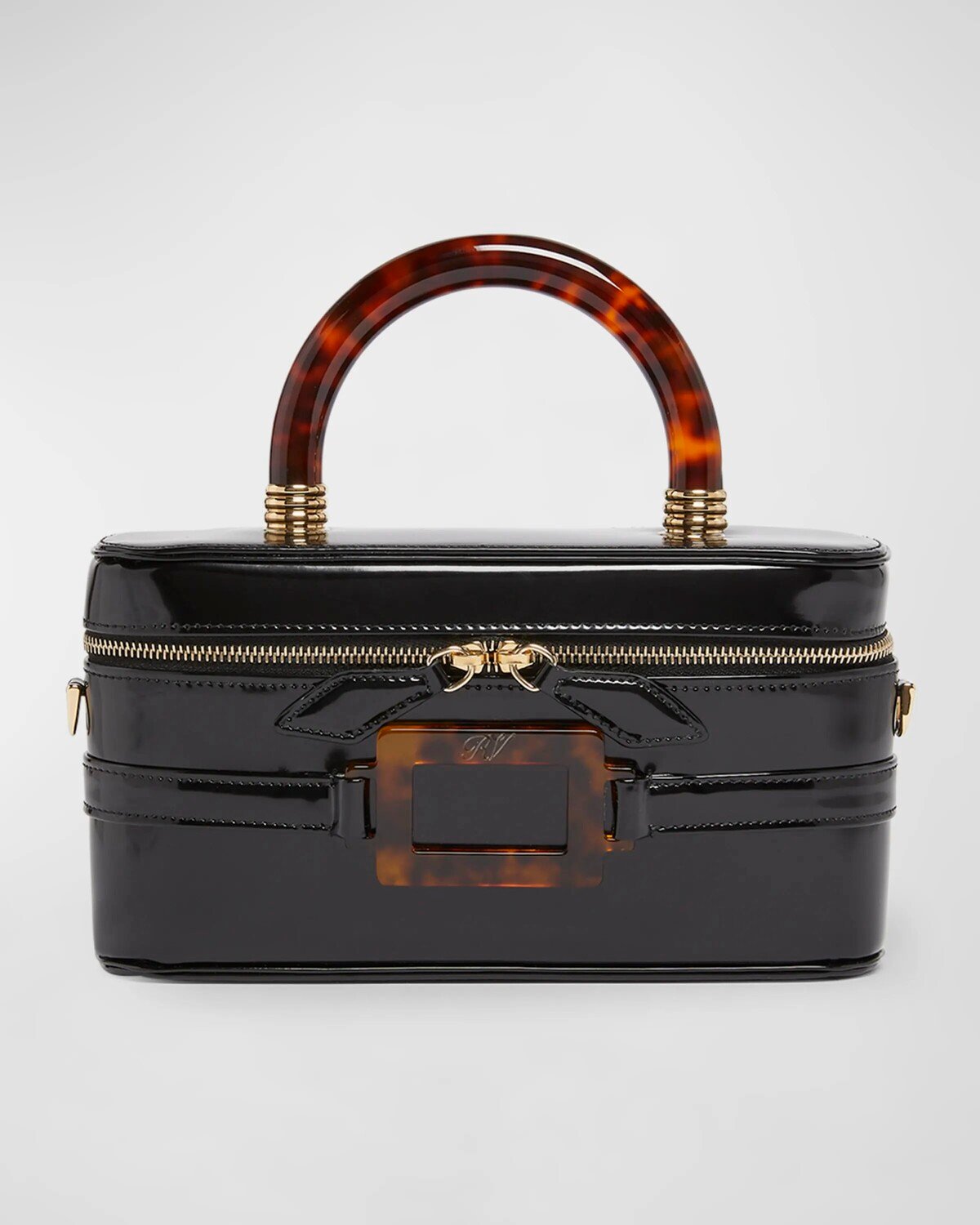 

Сумка Belle Mini Vanity из лакированной кожи с верхней ручкой Roger Vivier, цвет Nero