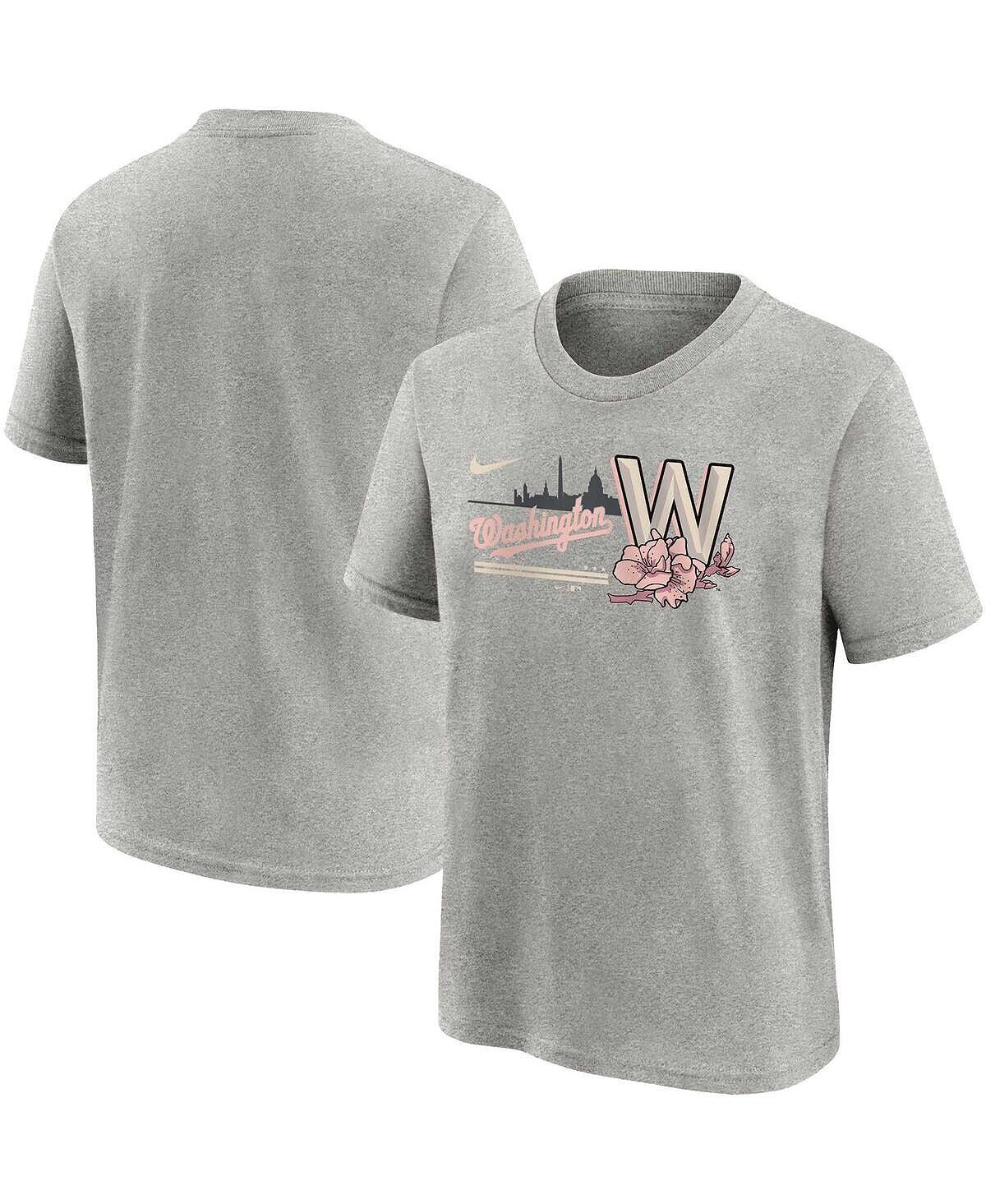 

Футболка Big Boys Heather Grey Washington Nationals City Connect с графическим рисунком Nike