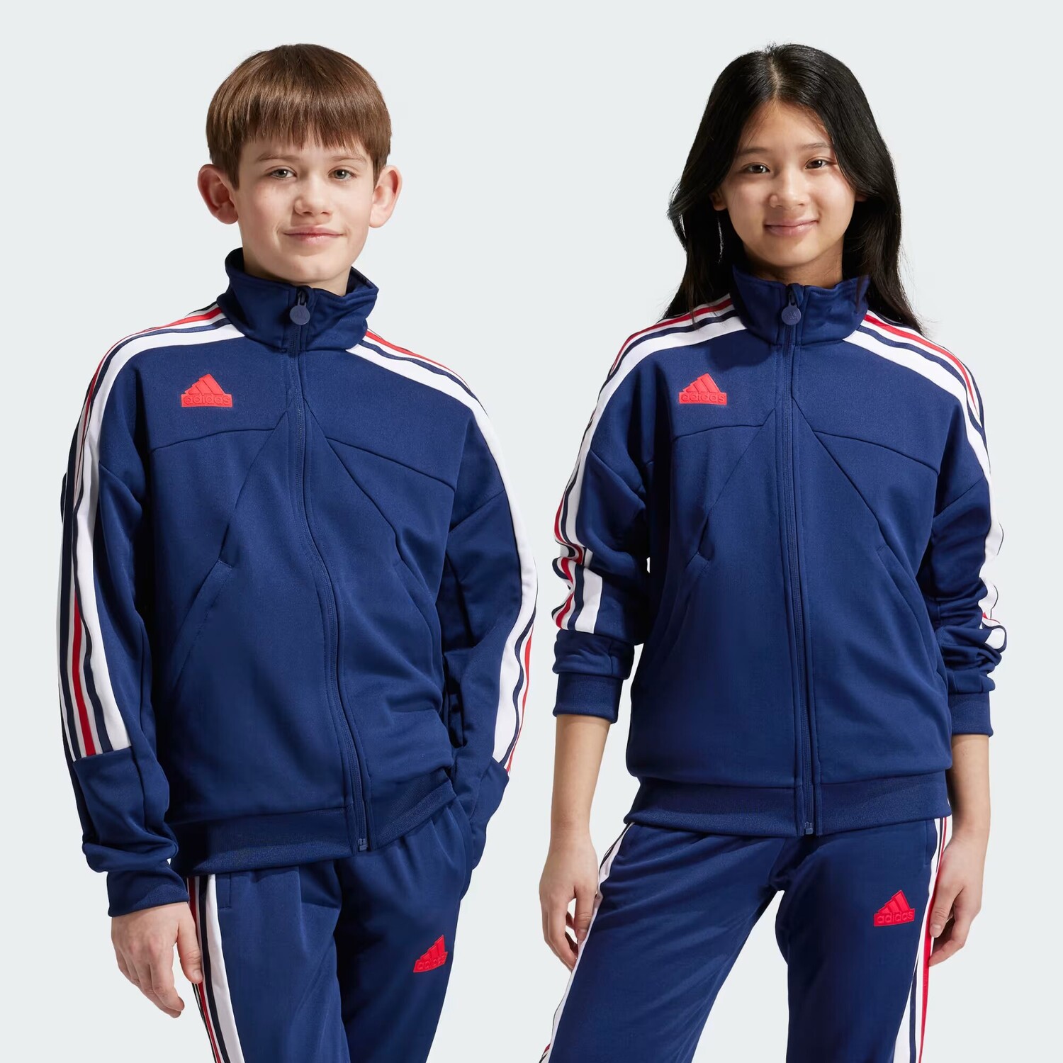

J NP Свитшот на молнии Adidas, цвет Team Navy Blue 2/White/Better Scarlet