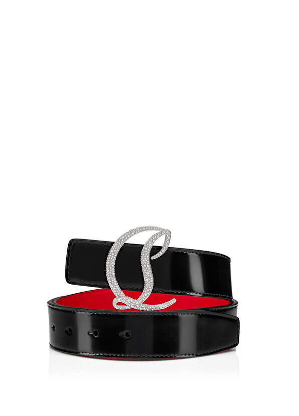 

Женский кожаный ремень с черной пряжкой с логотипом Christian Louboutin