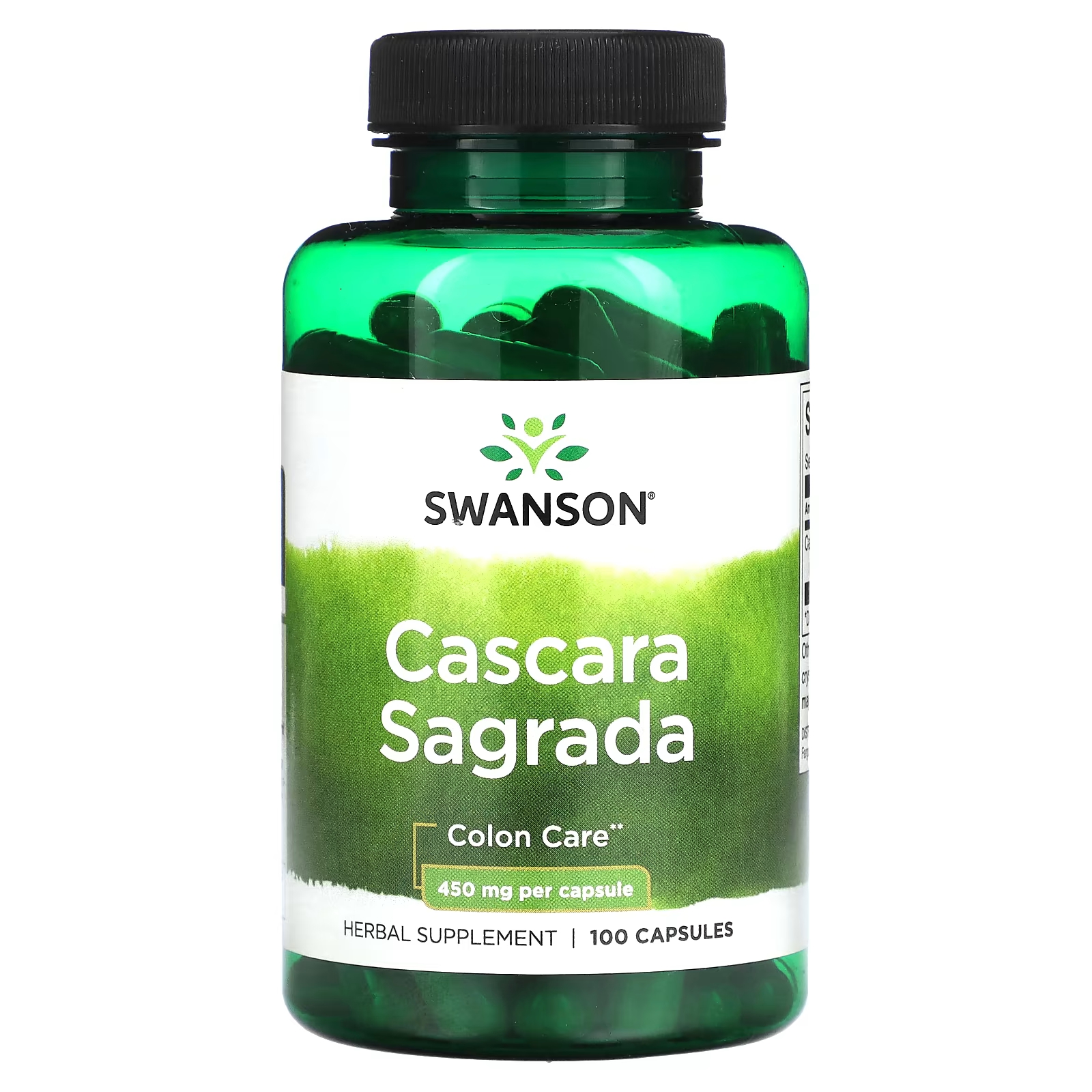 Каскара саграда Swanson 450 мг, 100 капсул solaray true herbs каскара саграда 450 мг 180 вегетарианских капсул