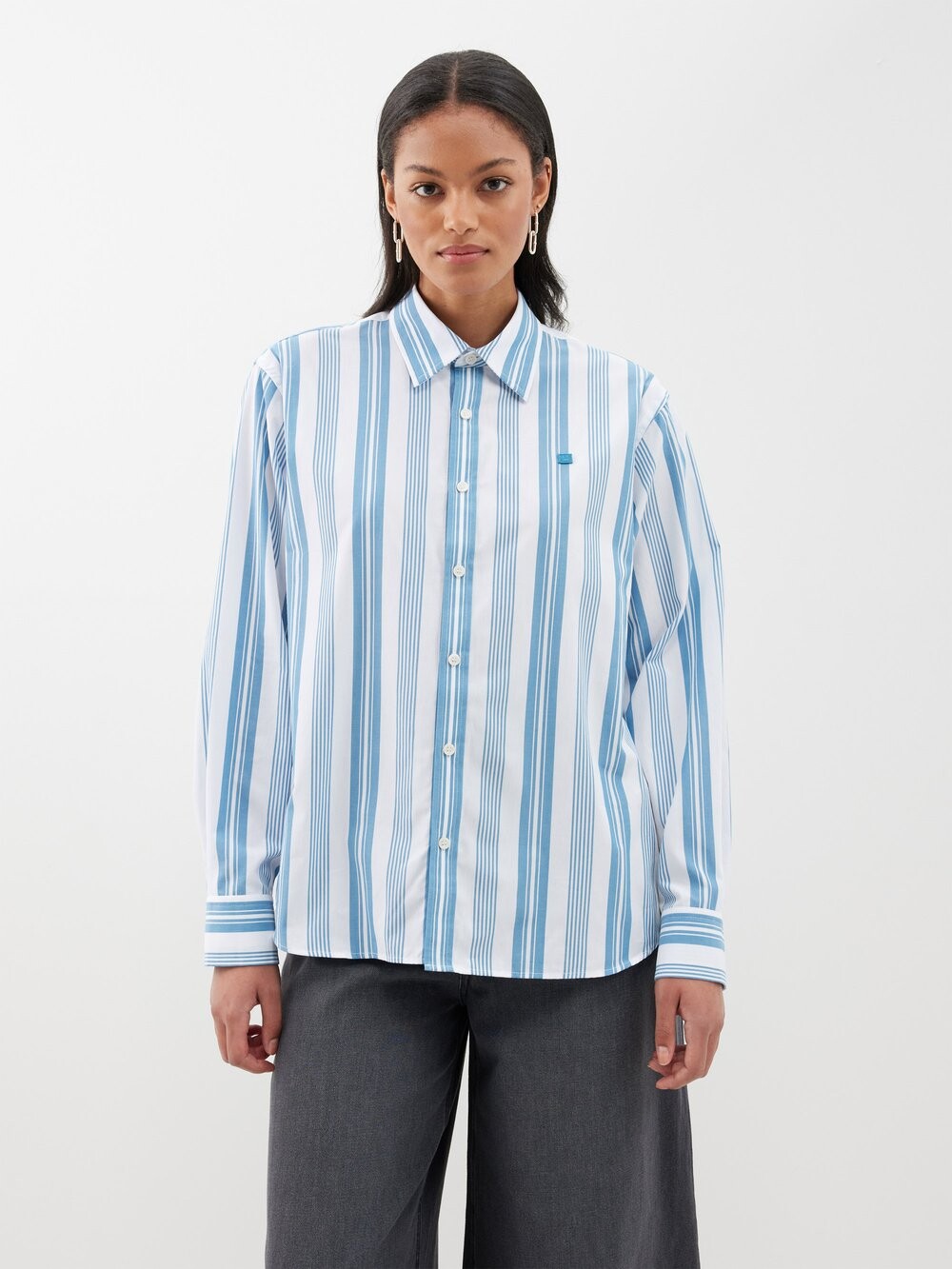 

Полосатая рубашка из хлопкового поплина Acne Studios, белый