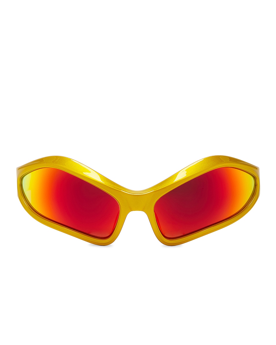 Солнцезащитные очки Balenciaga Fennec Oval 0314S, цвет Yellow & Mirror Red