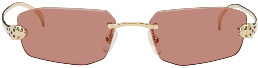 цена Золотые солнцезащитные очки Panthere de Geometrical Cartier