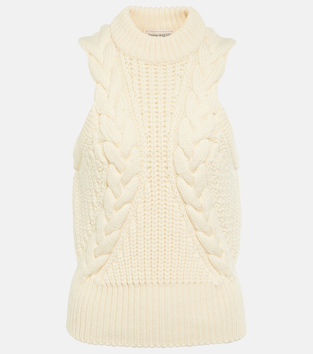 

Шерстяной свитер косой вязки ALEXANDER MCQUEEN, белый