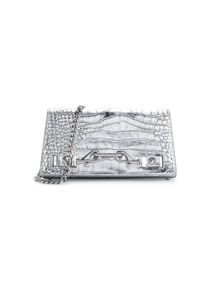 

Сумка через плечо Lou Croc из тисненой кожи металлик Rebecca Minkoff, серебро