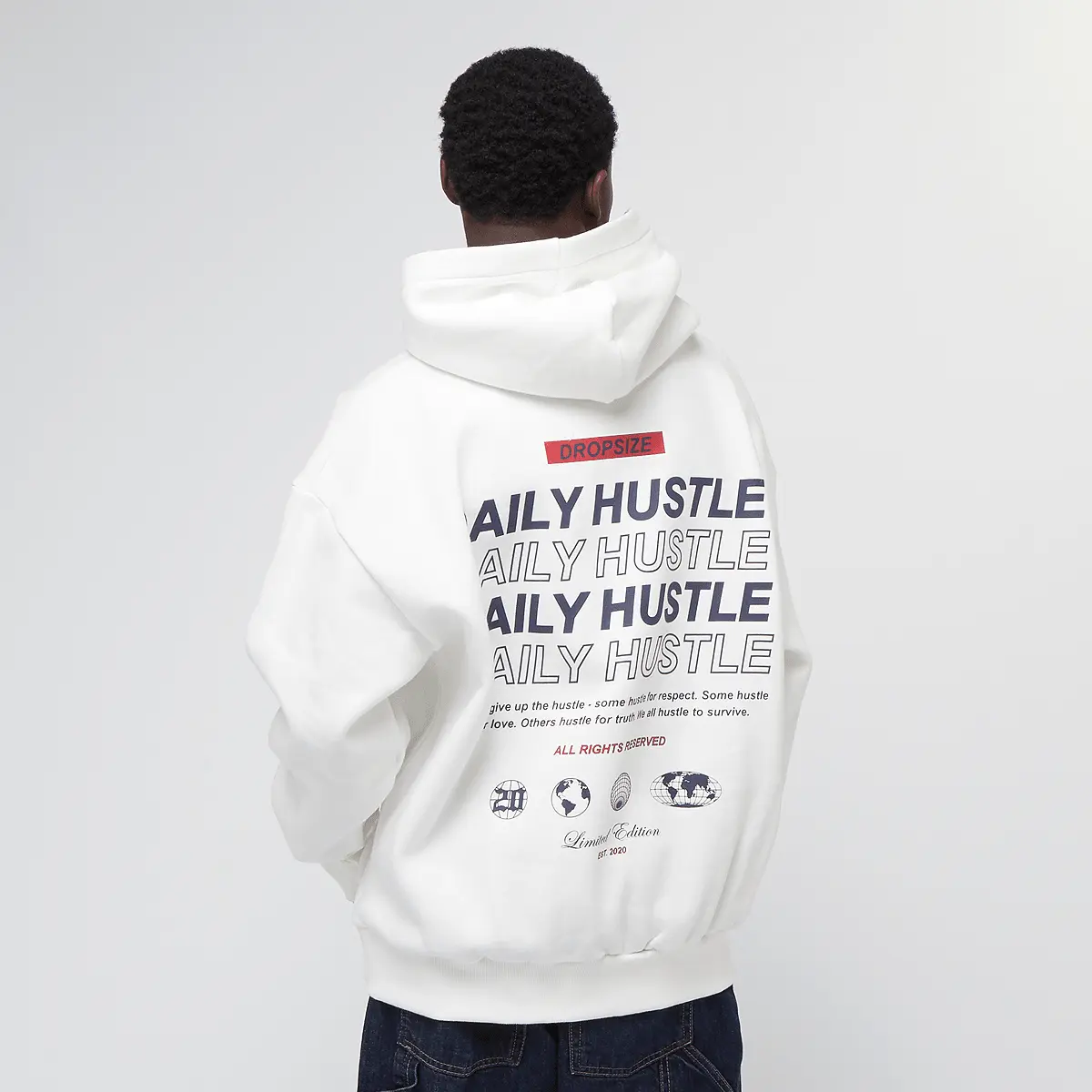 

Худи DropSize Heavy Oversized Daily Hustle, белый/синий