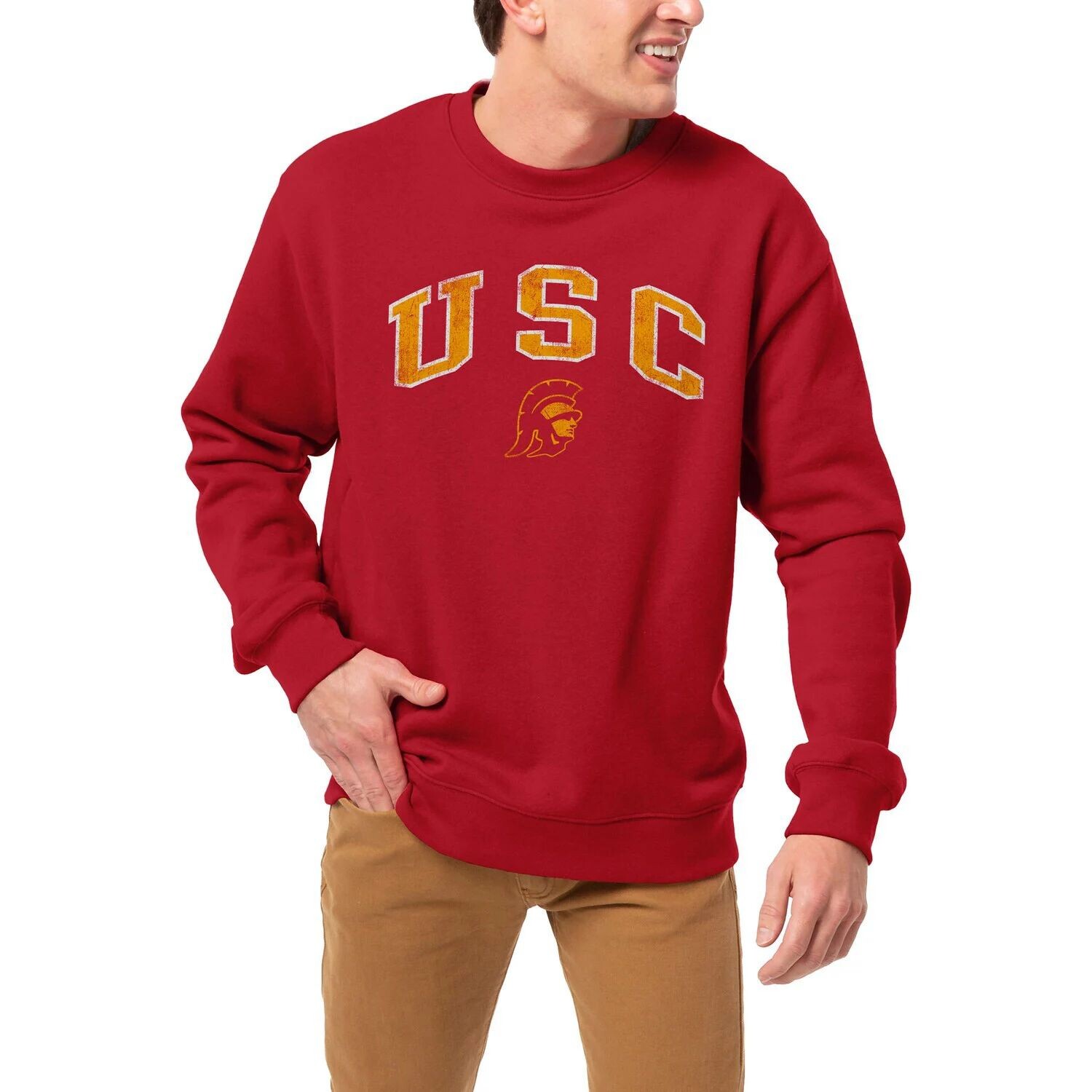 

Мужская лига, студенческая одежда, пуловер Cardinal USC Trojans 1965 Arch Essential, толстовка