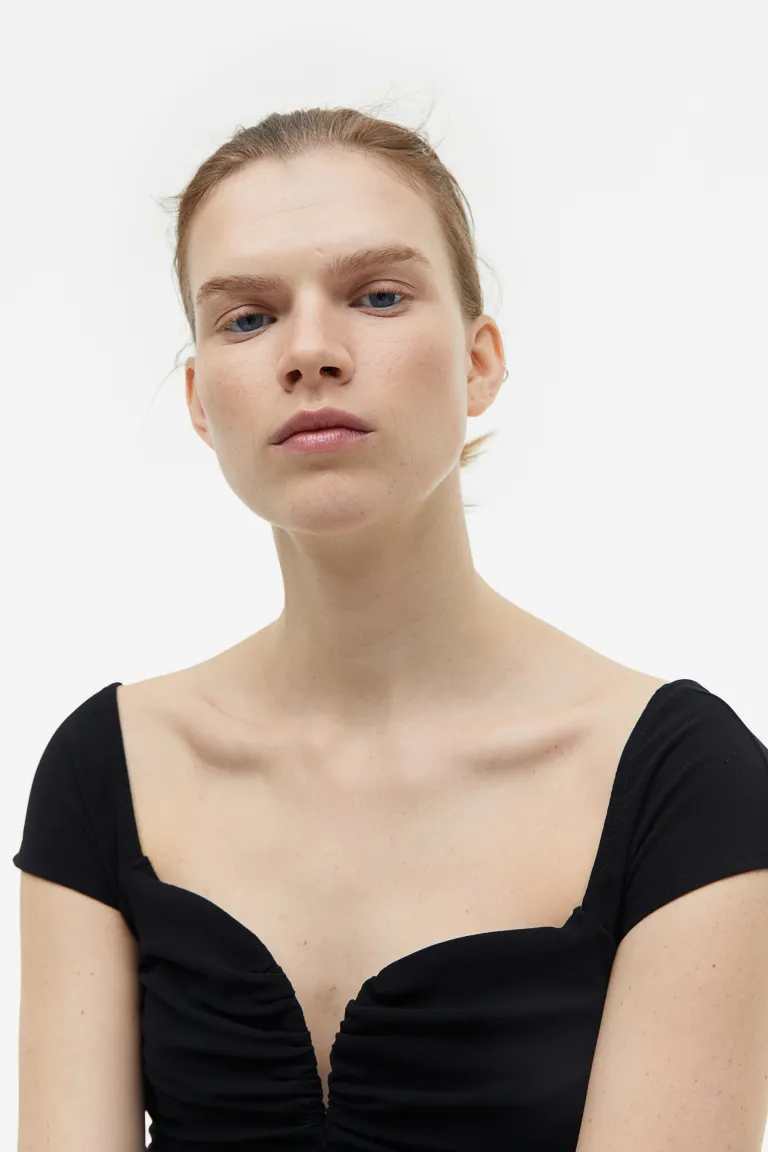 

Присборенная блузка H&M, черный