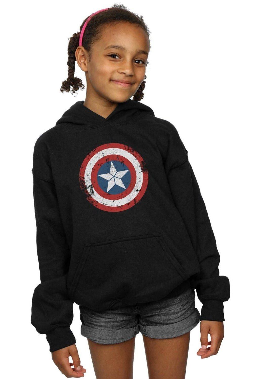 Толстовка с потертостями со щитом «Капитан Америка: Гражданская война» Marvel, черный